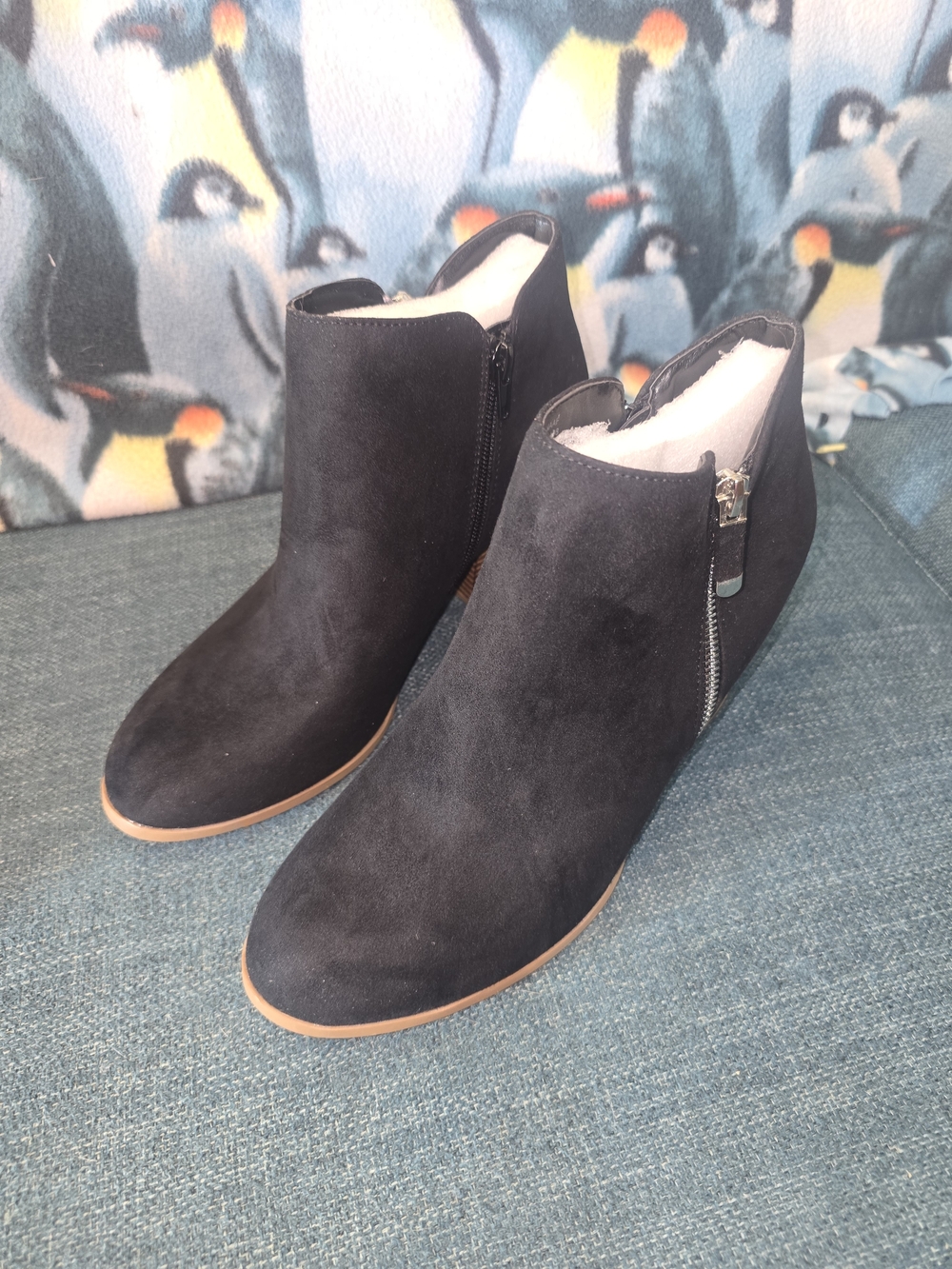 Women's Black Suede Wedge Ankle Boot - Classic Comfort